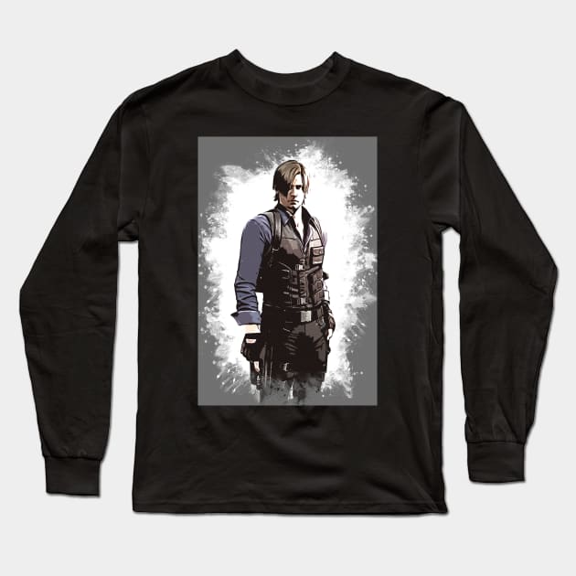 A Tribute to Leon Kennedy Long Sleeve T-Shirt by Naumovski